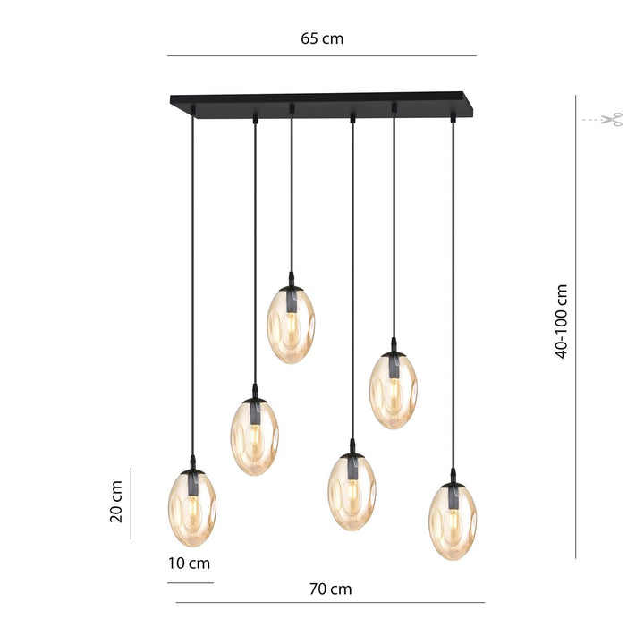 Lustra suspendata ASTRAL 6 BL chihlimbar