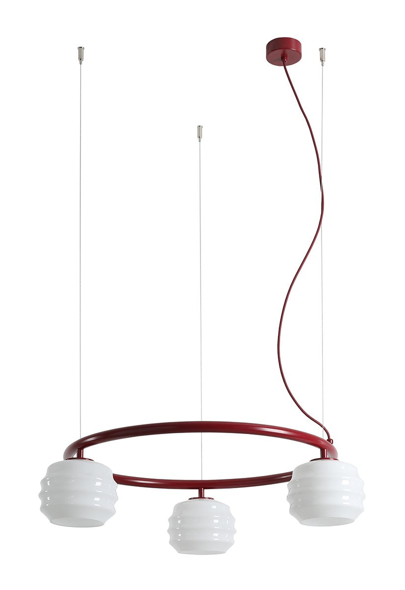 Lampa suspendata PUFF 3 RING Bordo