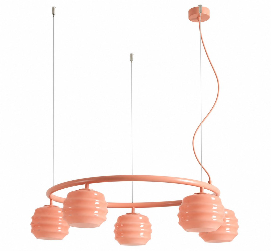 Lampa suspendata PUFF GLAZE 5 RING CORAL