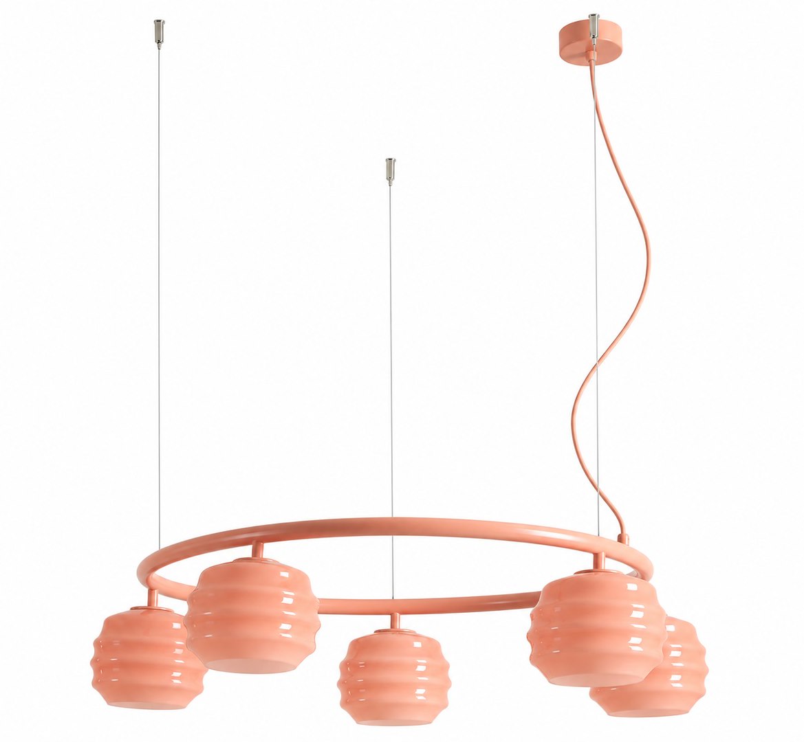 Lampa suspendata PUFF GLAZE 5 RING CORAL