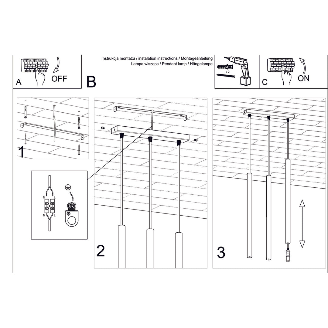 Lampa suspendata PASTELO 3L beton SL.1272