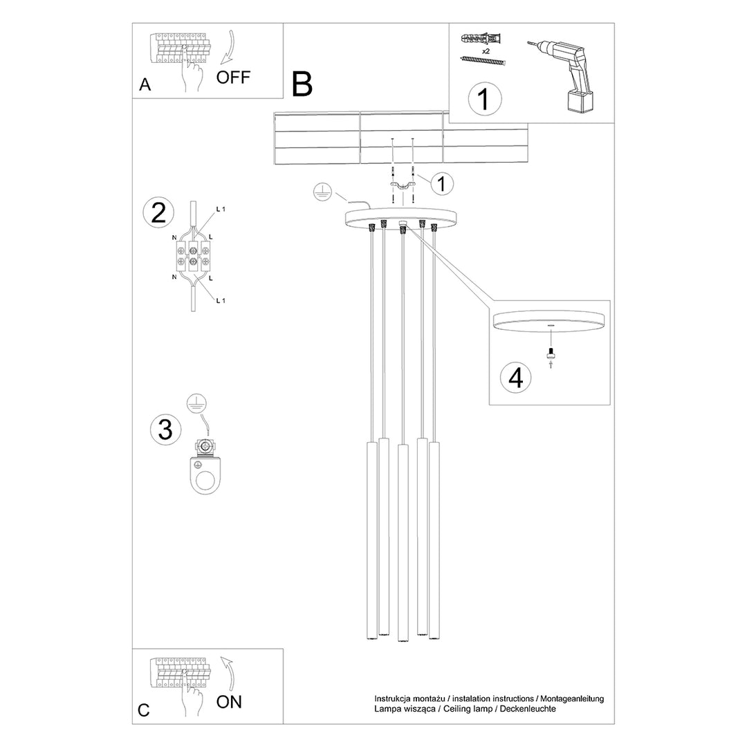 Lampa suspendata PASTELO 5P beton SL.1275