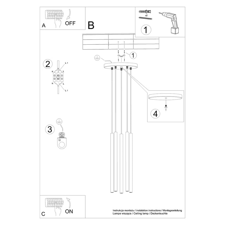 Lampa suspendata PASTELO 5P beton SL.1275