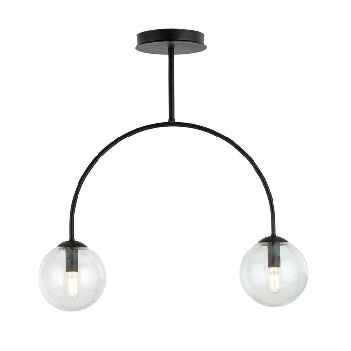 Lustra ARCHI 2 neagra cu abajur transparent