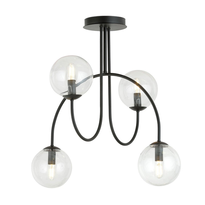 Lustra ARCHI 4A neagra cu abajur transparent