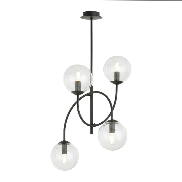 Lustra ARCHI 4B neagra cu abajur transparent