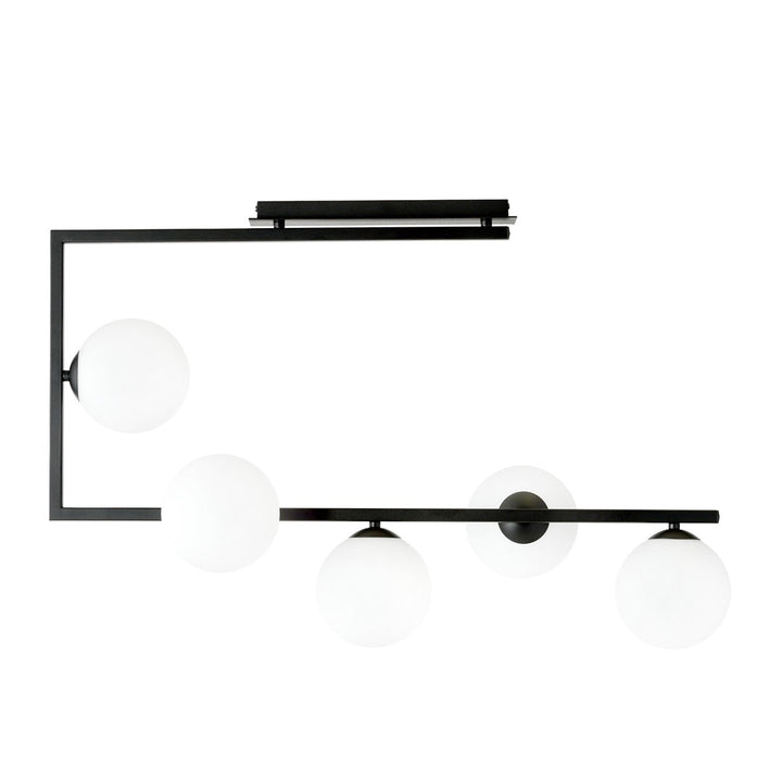 Plafoniera SOMA 5 neagra cu abajur opal