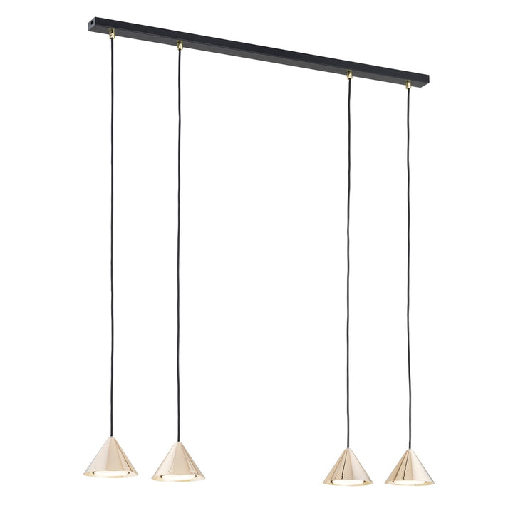 Lustra suspendata cu abajur conic ELIT 4 neagra cu auriu