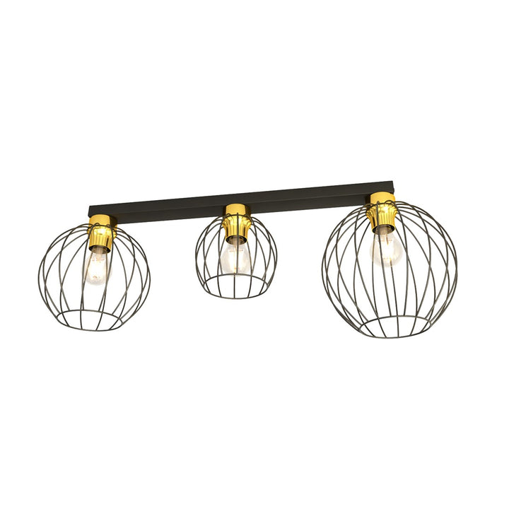 Plafoniera NEST 3 neagra cu auriu