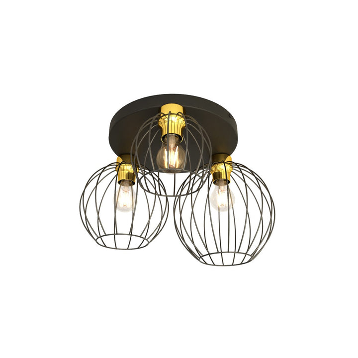 Plafoniera NEST 3PREM neagra cu auriu