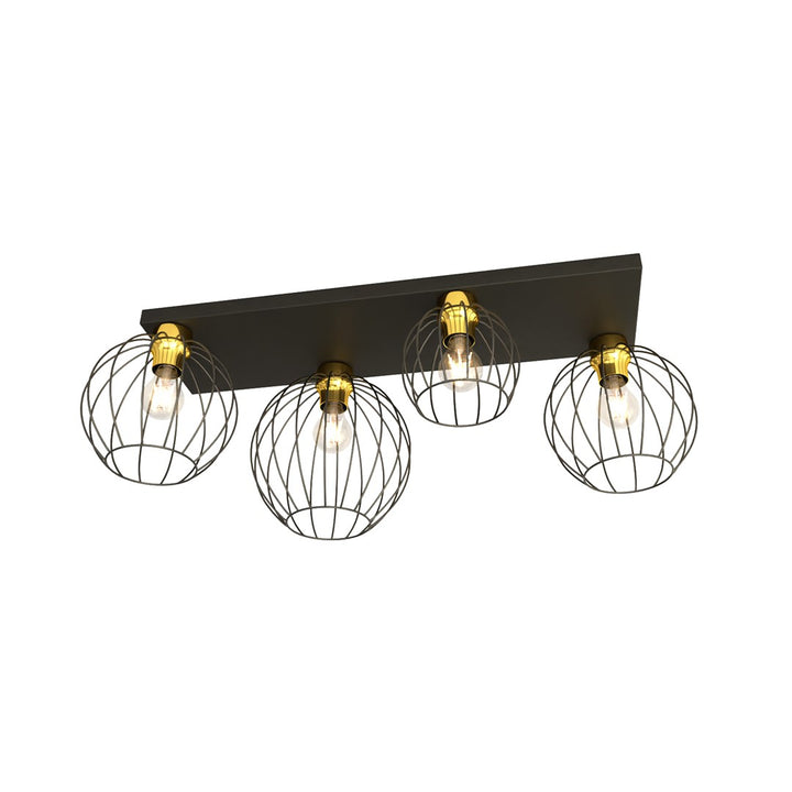 Plafoniera NEST 4 neagra cu auriu