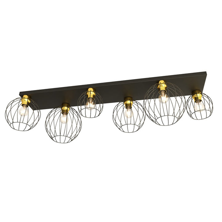Plafoniera NEST 6 neagra cu auriu