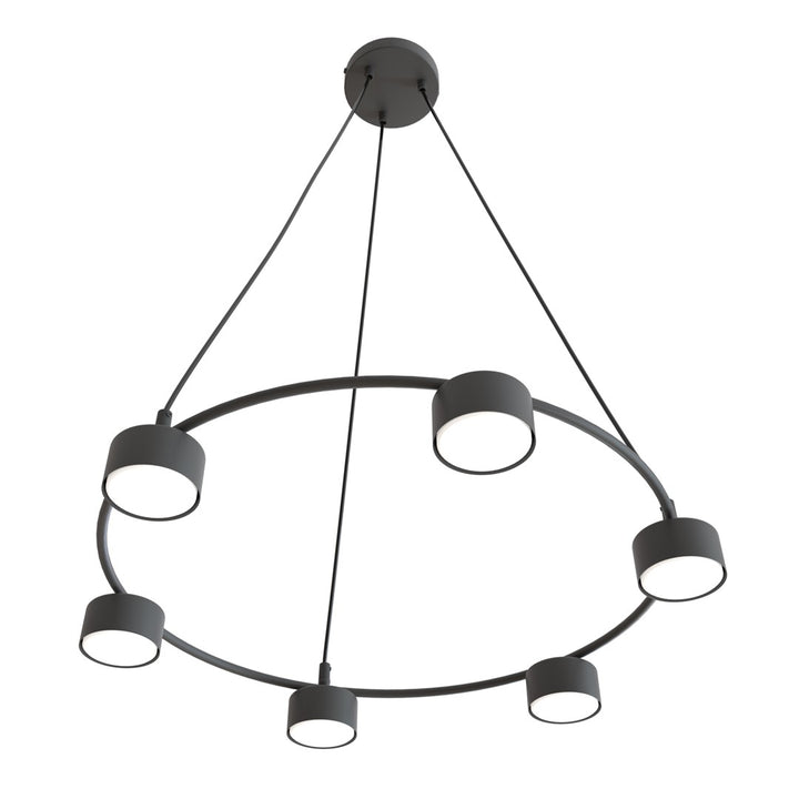 Lustra suspendata circulara cu spoturi STARLIT 6 neagra