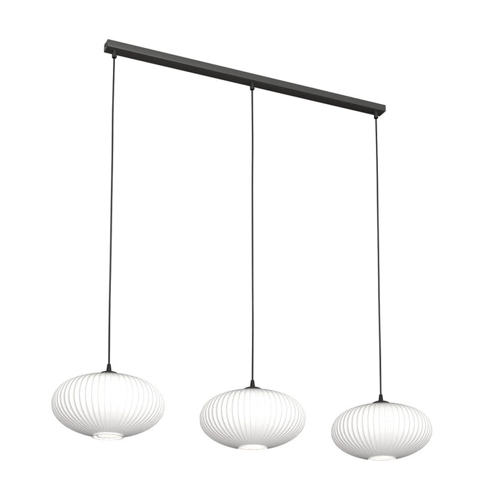 Lustra suspendata cu 3 pendule COCO 3 neagra cu abajur opal