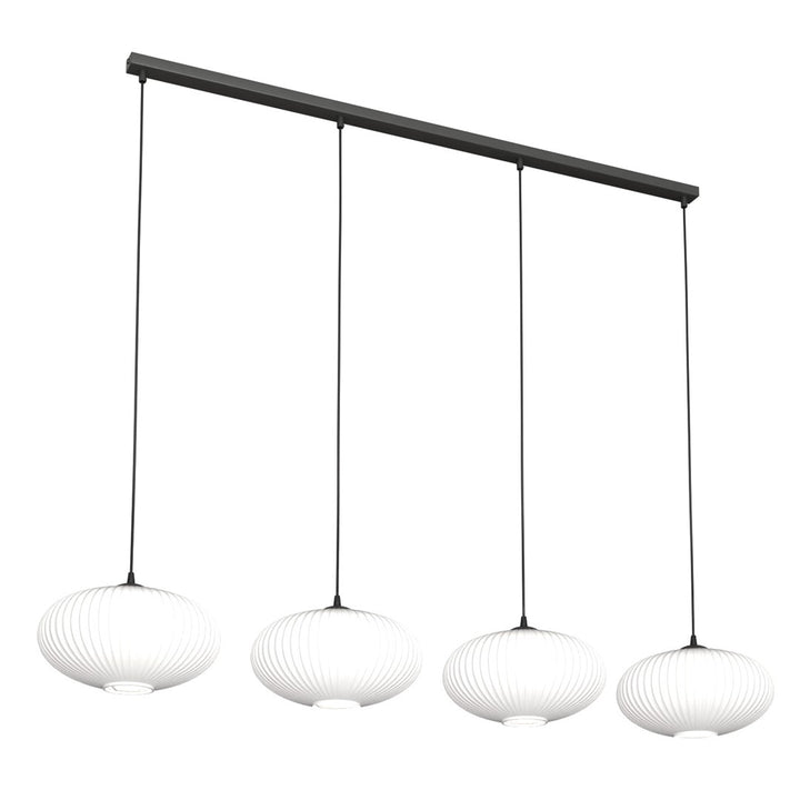 Lustra suspendata cu 4 pendule COCO 4 neagra cu abajur opal