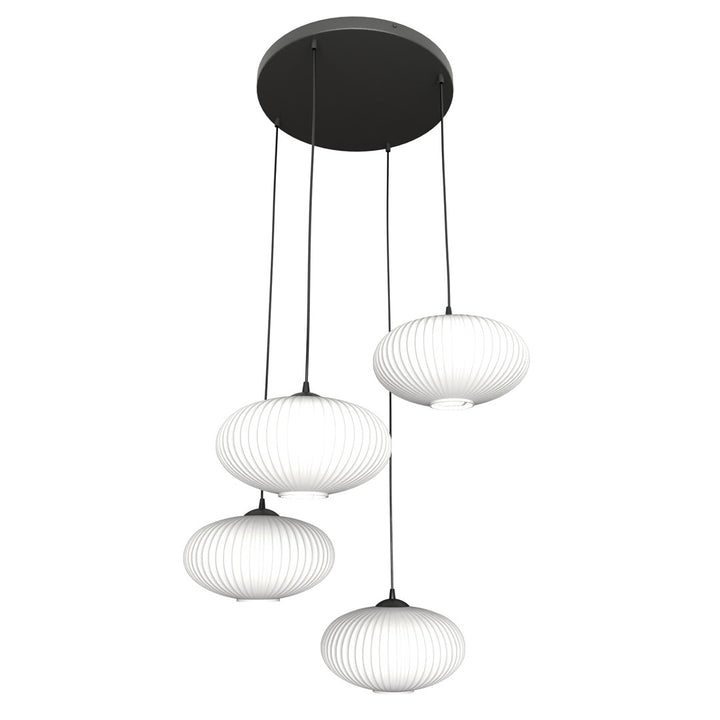 Lustra suspendata cu 4 pendule COCO 4 neagra PREM  opal
