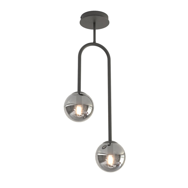 Lustra ATRIA 2 neagra cu abajur grafit