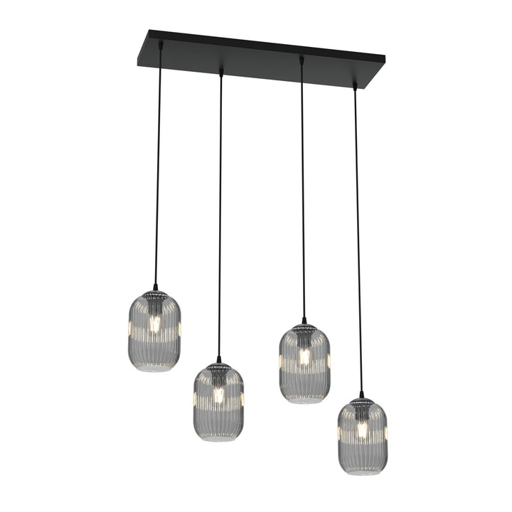 Lustra suspendata VERDI 4 neagra cu abajur grafit
