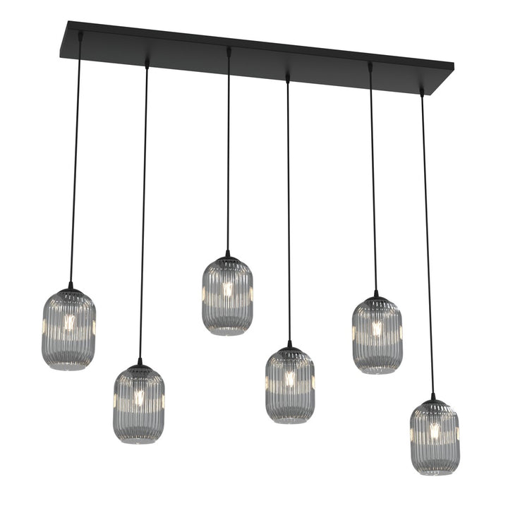 Lustra suspendata VERDI 6 neagra cu abajur grafit