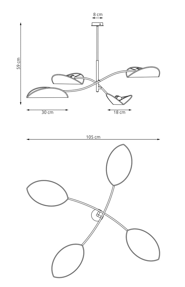 Plafoniera LOTUS 4 BL gri