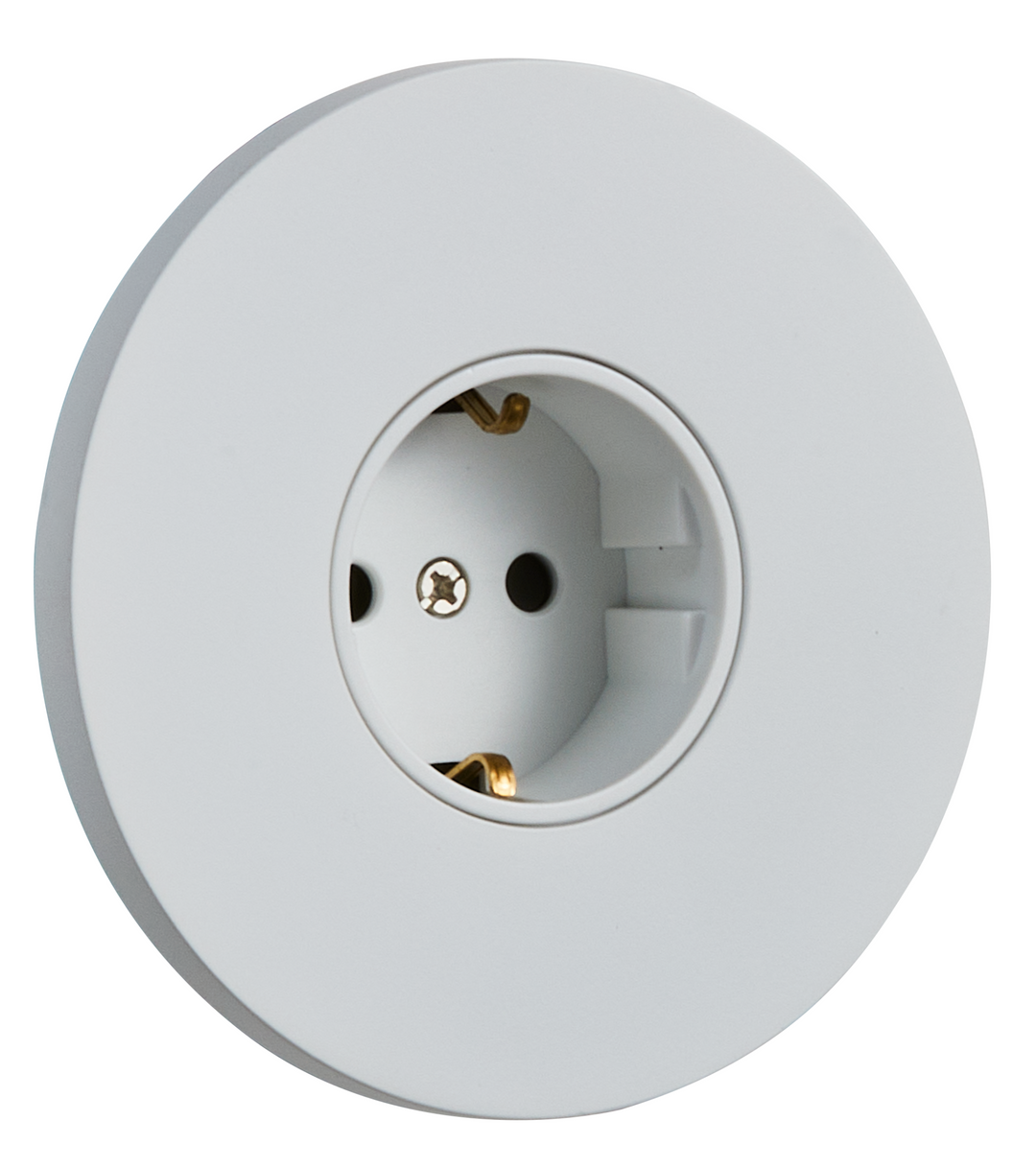 Priza rotunda Schuko alb mat