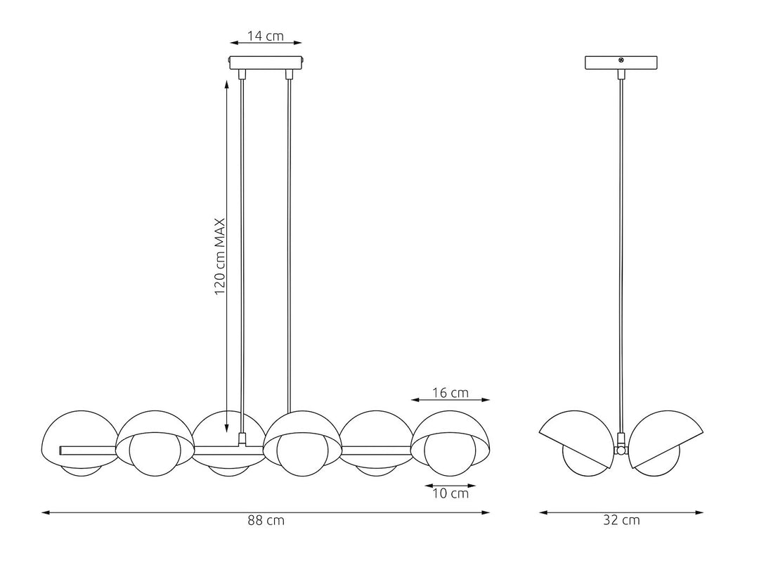 Lustra suspendata BOOM 6 alb