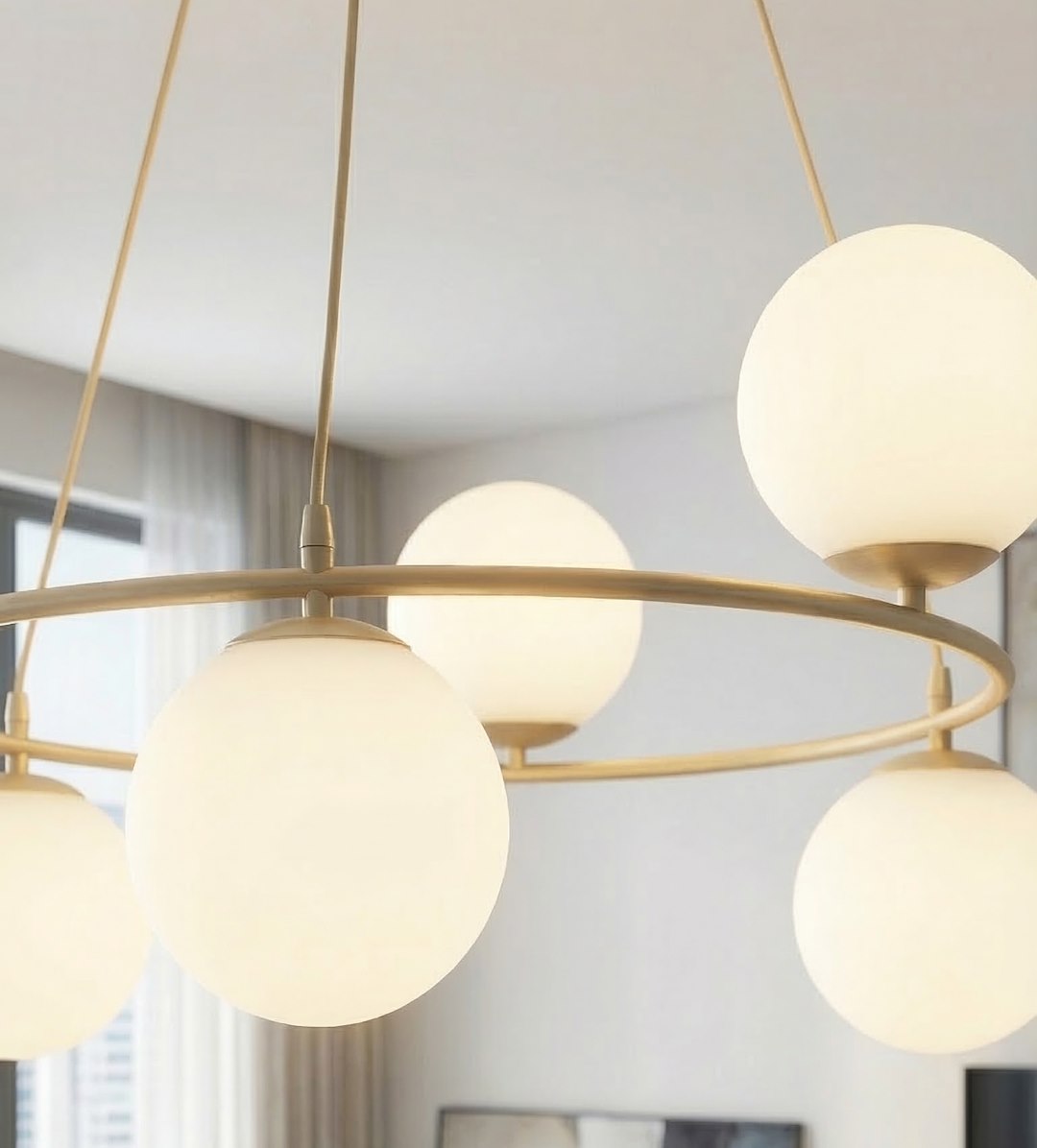 Lustra suspendata AZURA 6 cafeniu opal