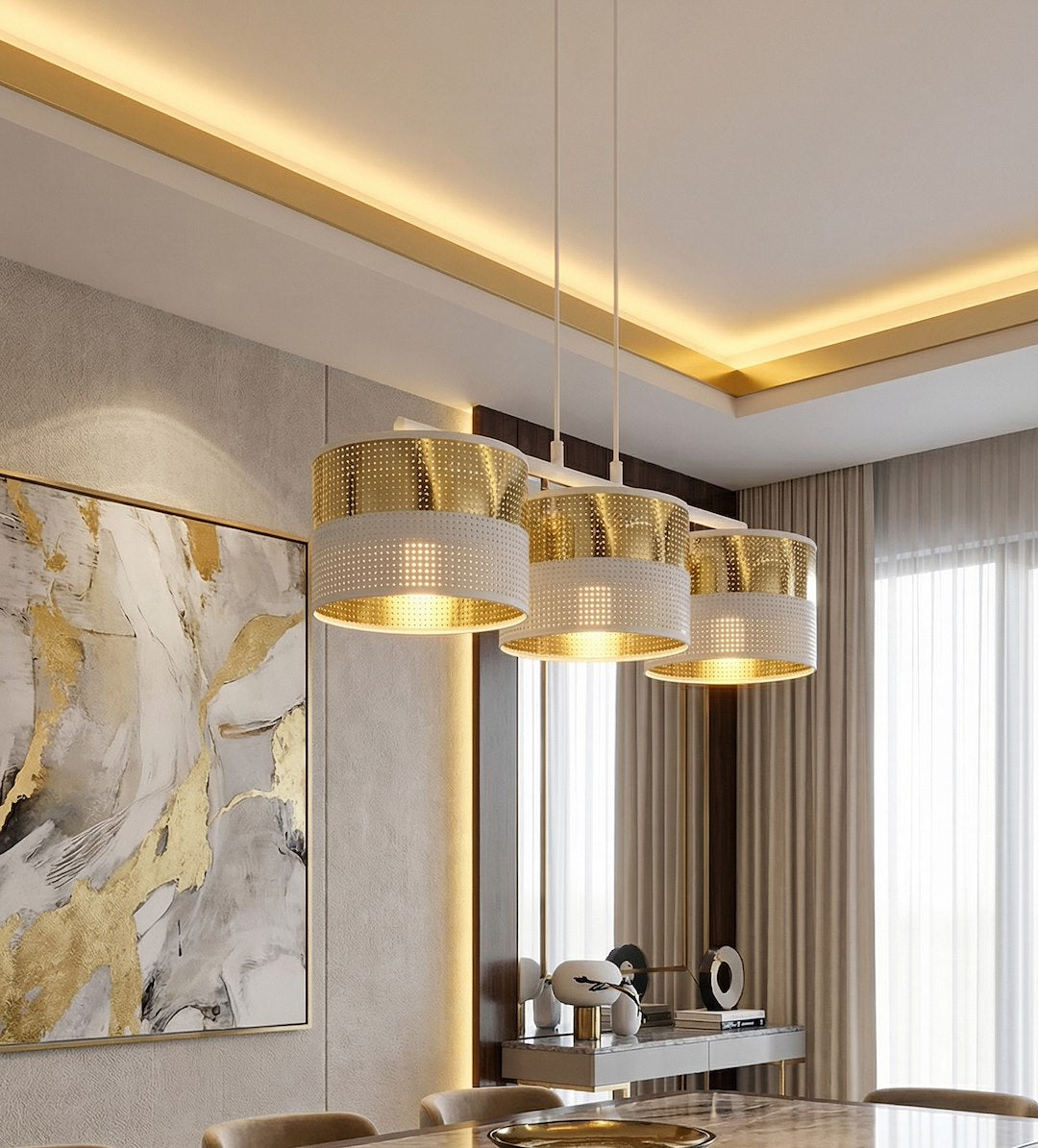 Lustra suspendata LUX 3 WH auriu