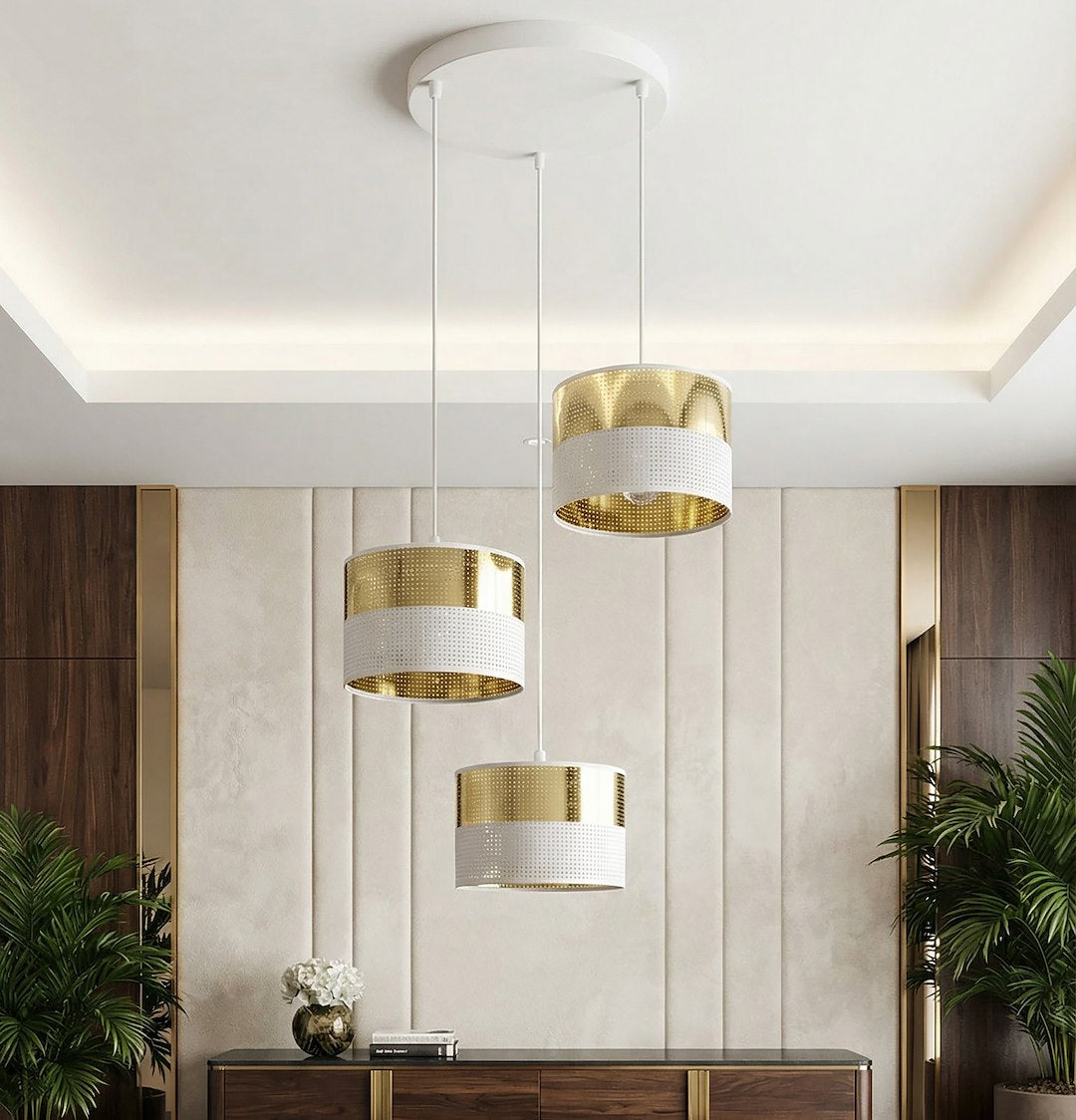 Lustra suspendata LUX 3 WH auriu PREM
