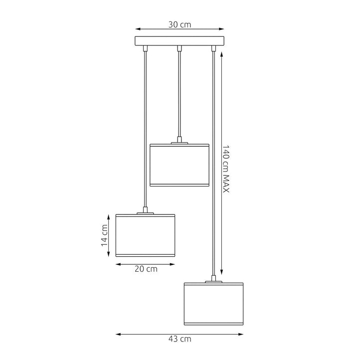 Lustra suspendata LUX 3 WH auriu PREM