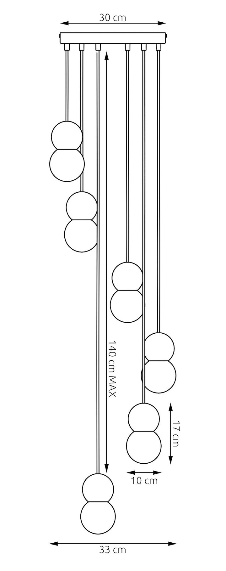 Lustra suspendata LOOP 6 negru