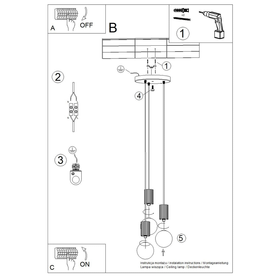 Lustra suspendata HALO 3P negru