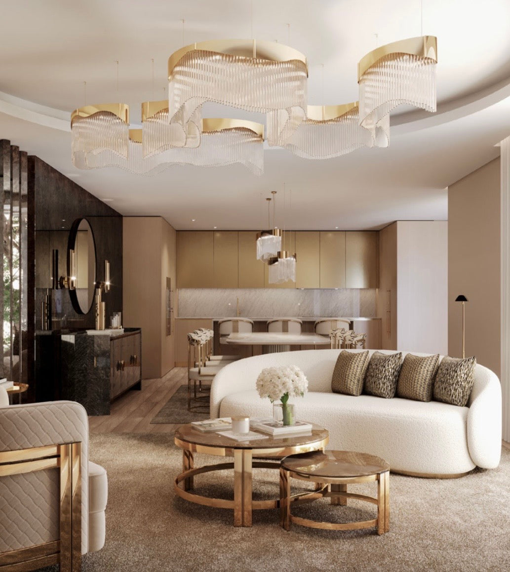 Lustra-Suspensie placata cu aur luxury Flow Castro