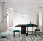 Lampadar cu tija arcuita si abajur din sticla ARCO by Sikrea