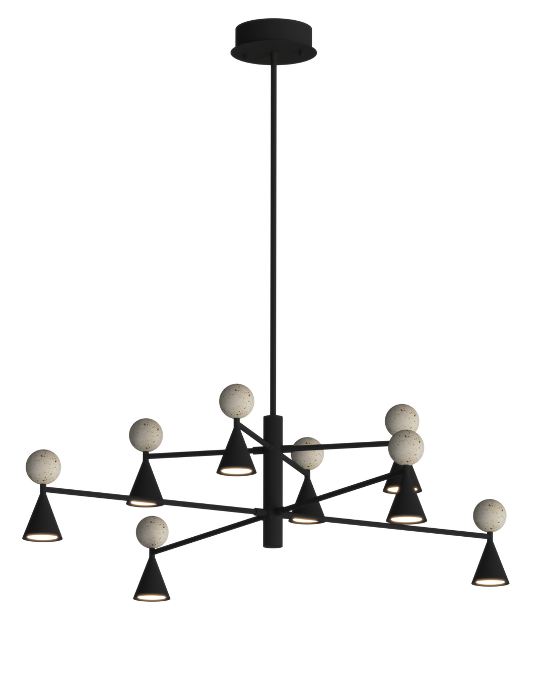 Lustra suspendata BINGO 54W Negru + Travertin MAXLIGHT P0685