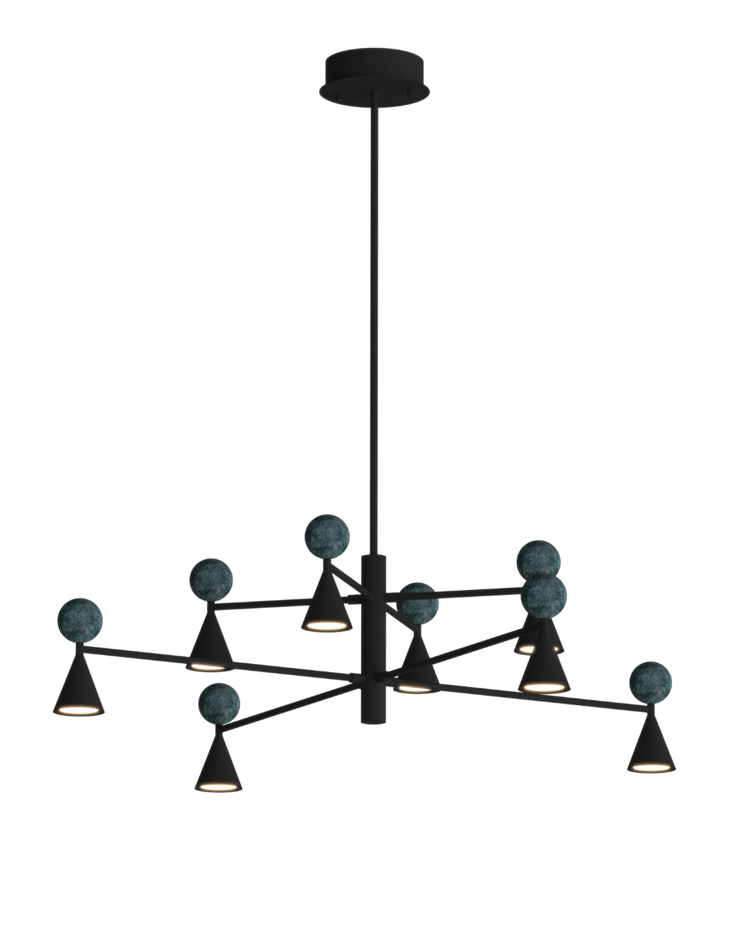 Lustra moderna BINGO 54W Negru + malachit verde inchis MAXLIGHT P0684