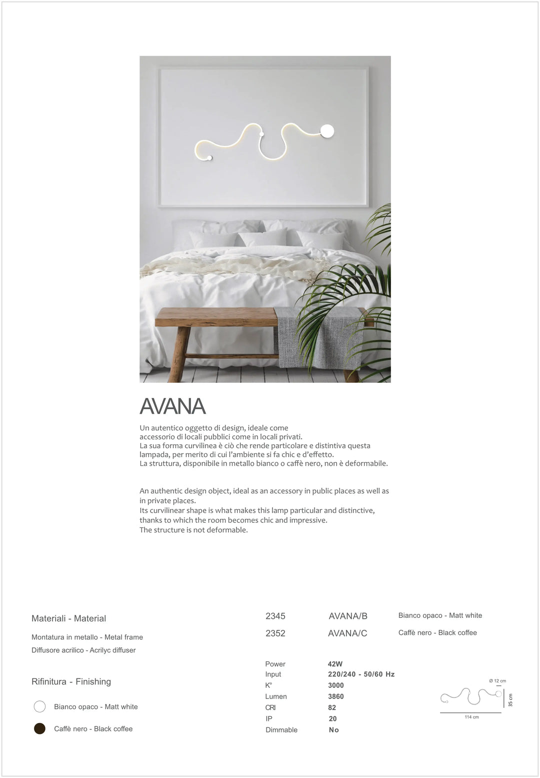 Aplica de perete cu forma serpuita AVANA by Sikrea