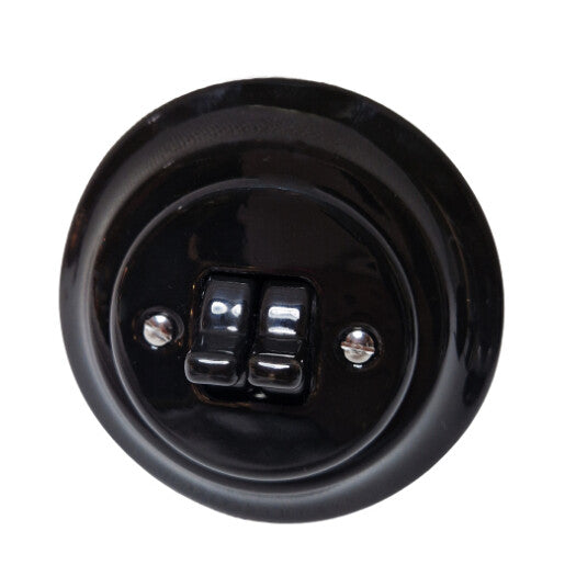 Intrerupator ceramic incastrat dublu cap-scara negru