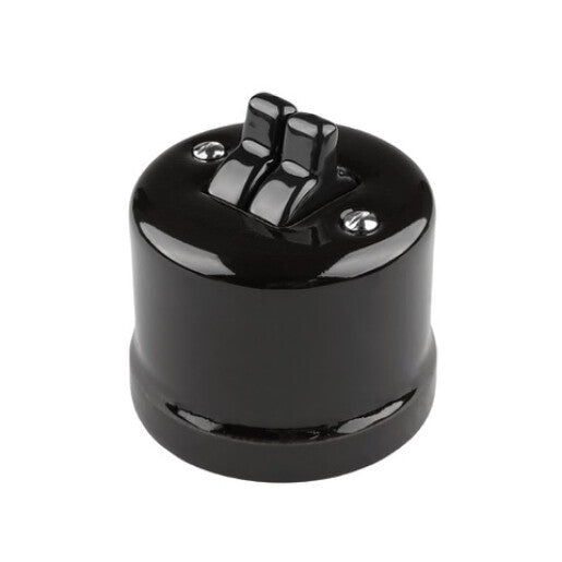 Intrerupator ceramic aparent dublu negru