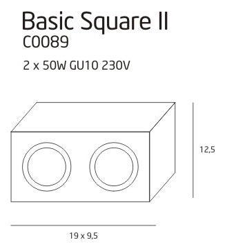 Spot aplicat Basic Square negru Maxlight C0089