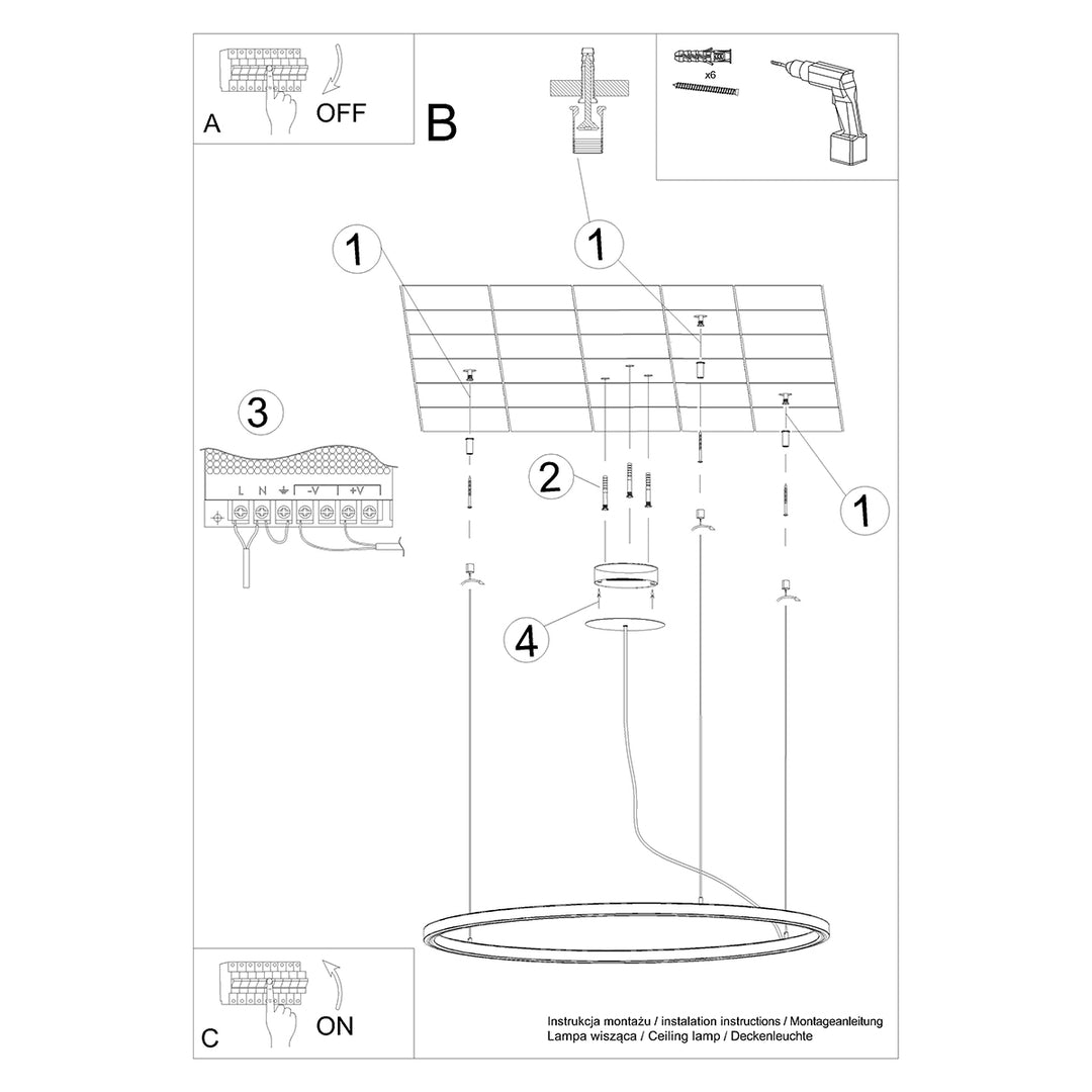 Lustra in forma de cerc RISA 80 negru LED 3000K TH.275