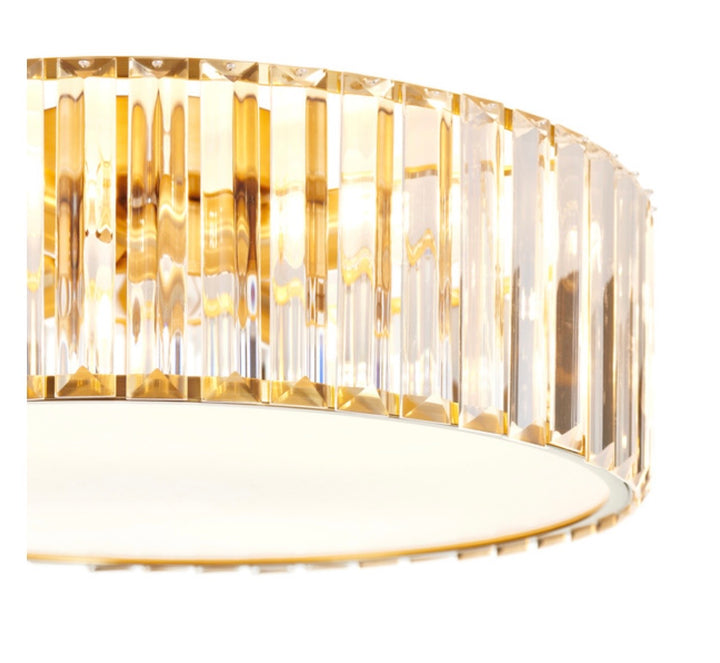 Plafoniera rotunda cristal auriu periat 40cm Magia