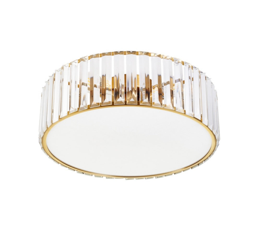 Plafoniera rotunda cristal auriu periat 40cm Magia