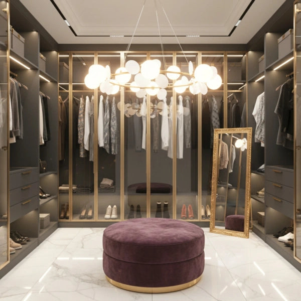 Lustra de design eleganta aurie cu petale albe Chic