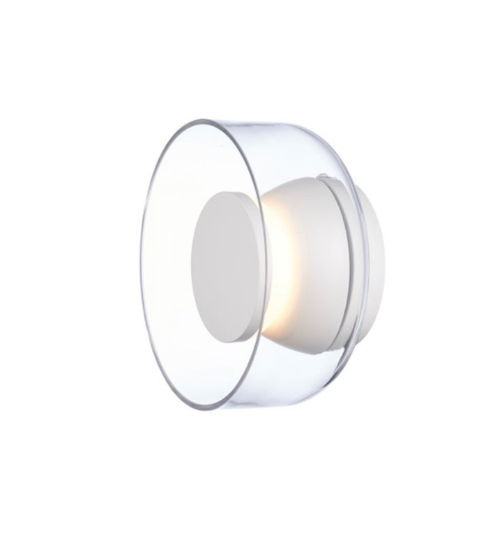 Aplica de perete alba sticla rotunda  transparenta Led Step