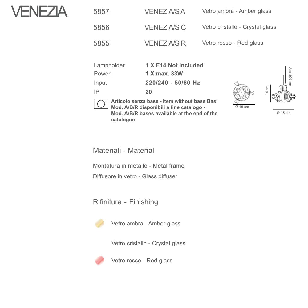 Pendul cu trandafiri din sticla VENEZIA by Sikrea