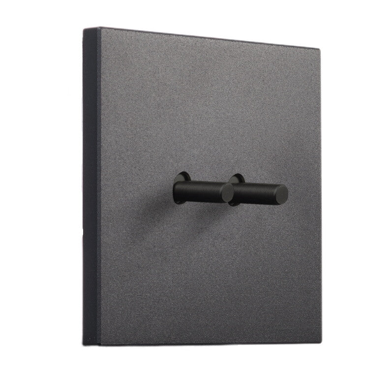 Intrerupator dublu cap-scara negru mat