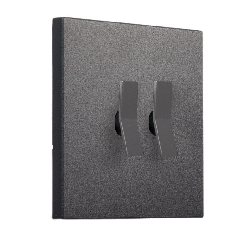Intrerupator dublu cap-scara negru mat