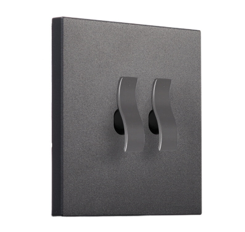 Intrerupator dublu cap-scara negru mat