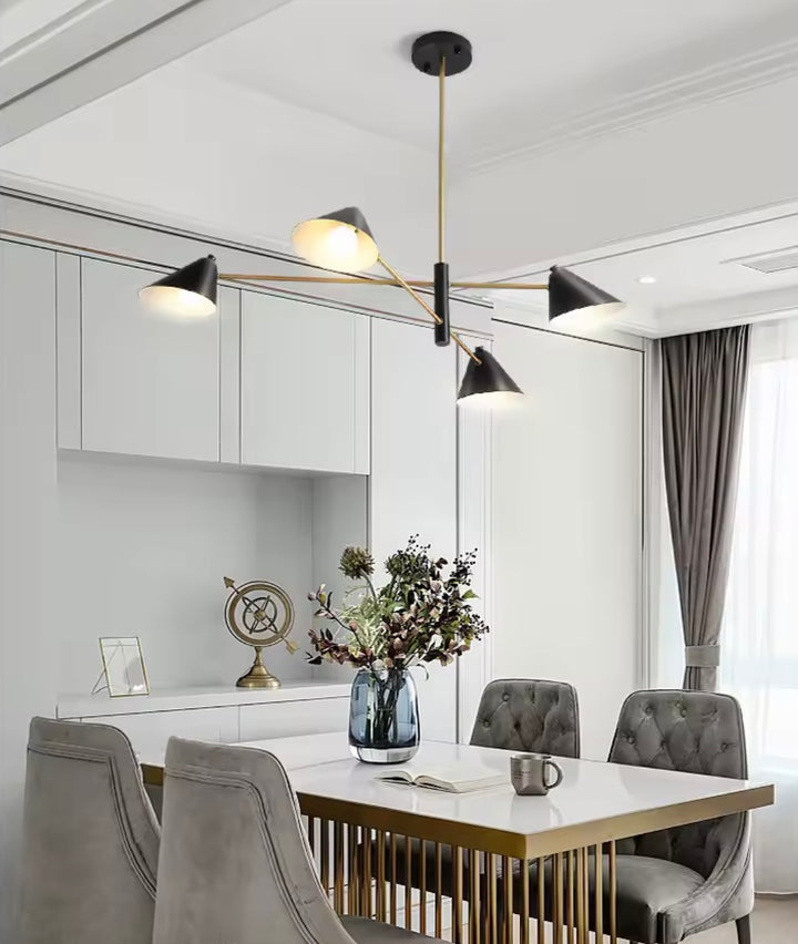 Lustra neagra design modern cu 6 abajururi Freya